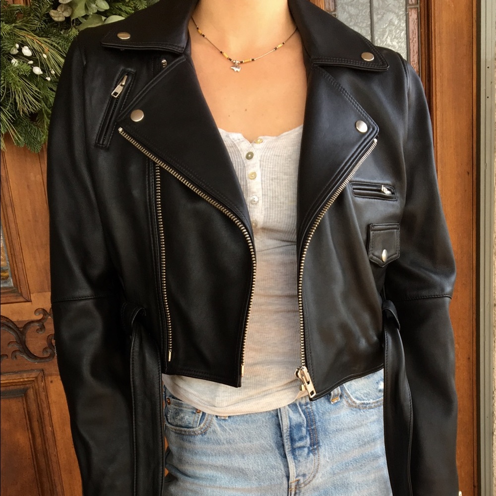 Leather biker jacket - Picture 1 of 7